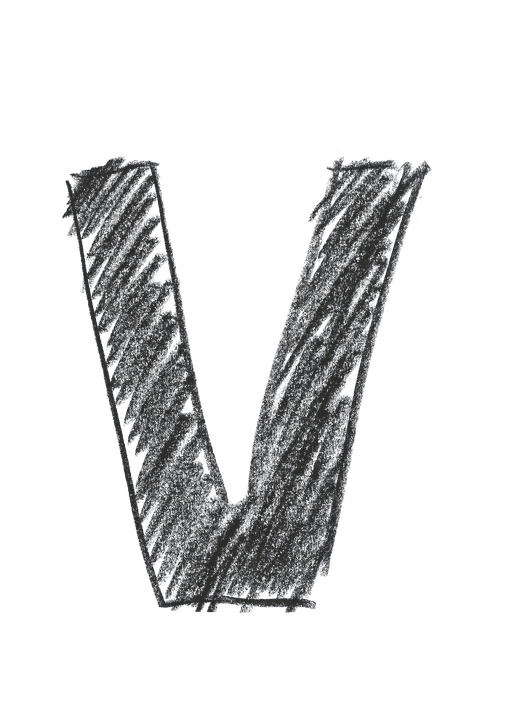 Hand Drawn Black Chalk Letter V