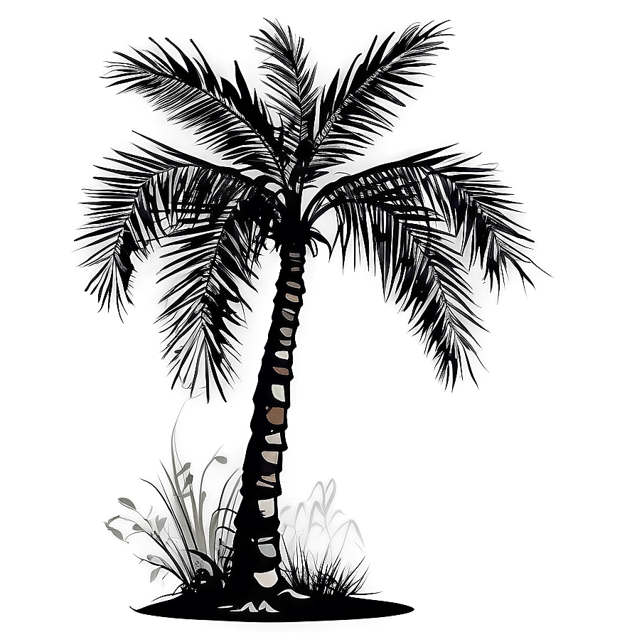 Hand Drawn Black Palm Tree Png Pkk