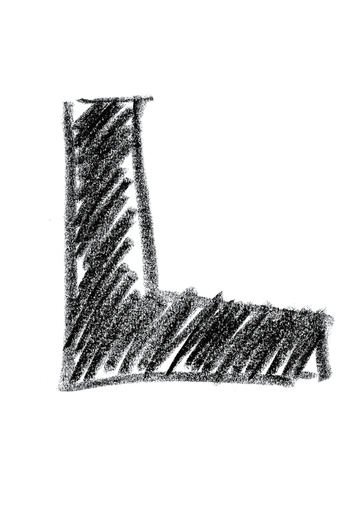 Hand Drawn Blackand White Letter L