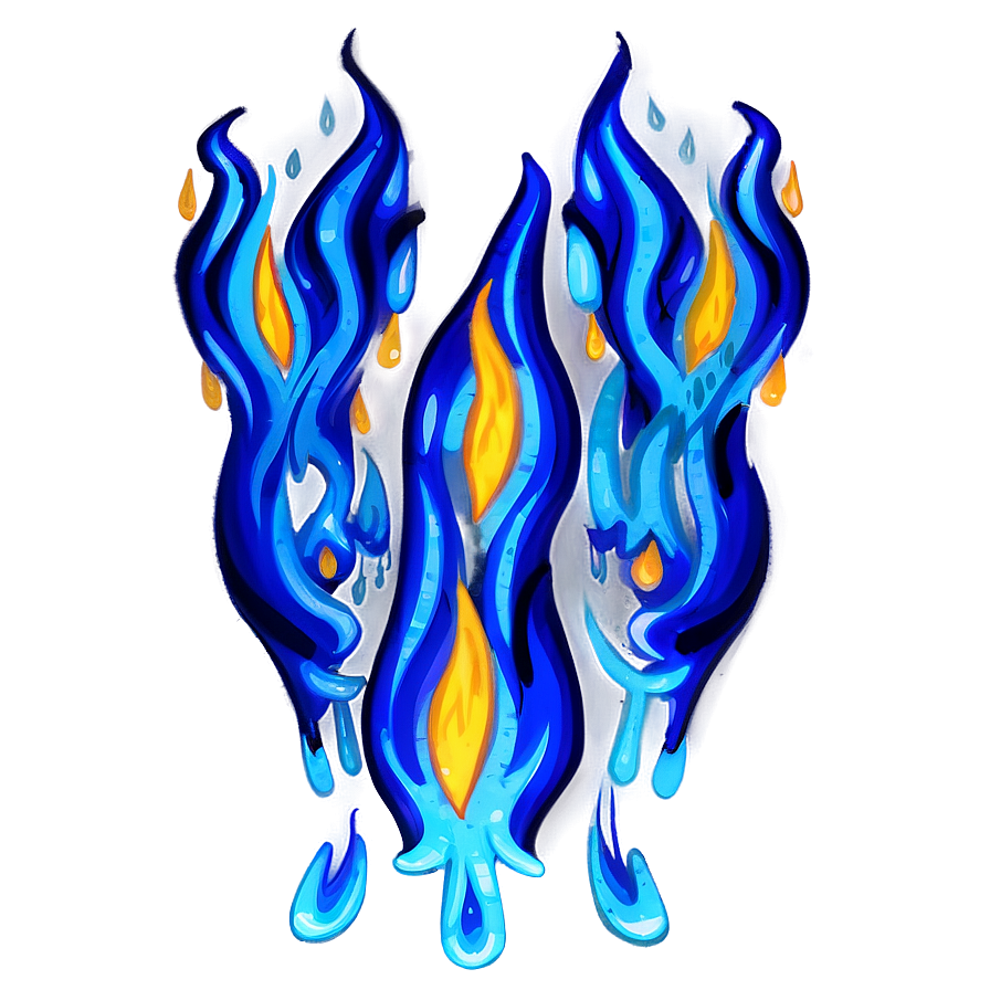 Hand-drawn Blue Flame Png 06202024