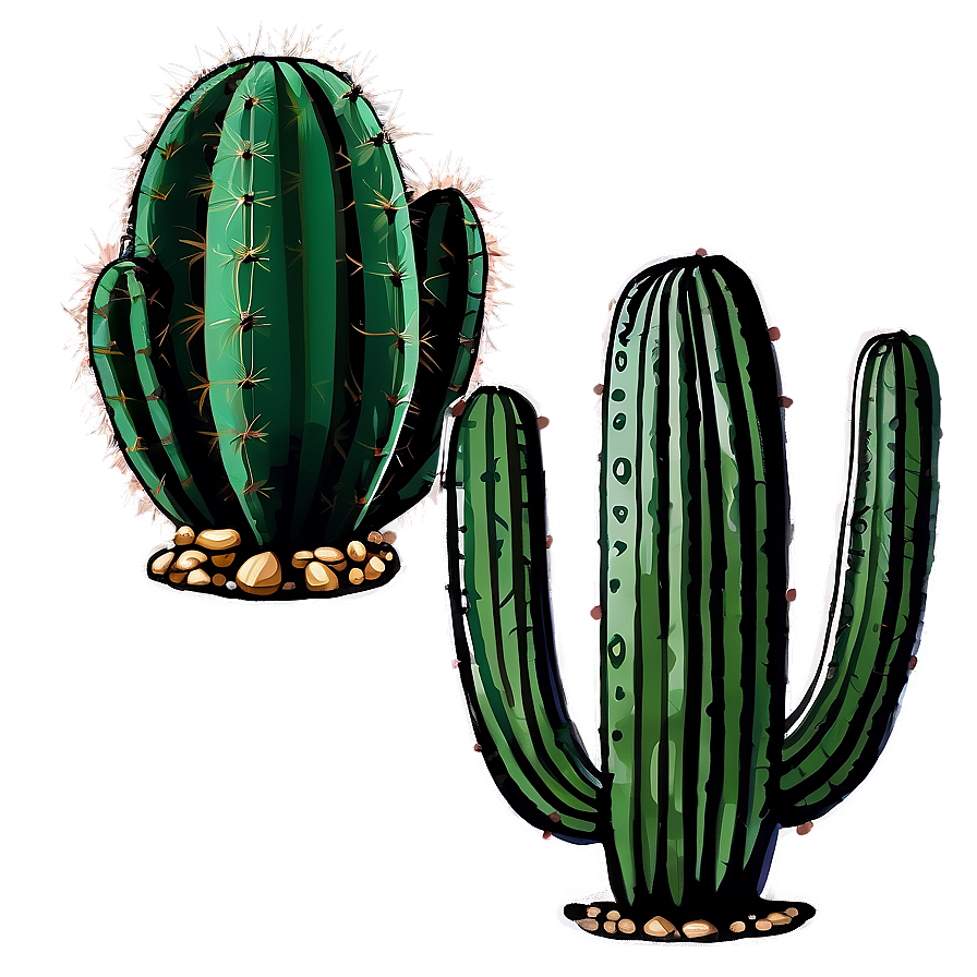 Hand-drawn Cactus Set Png Hwj46