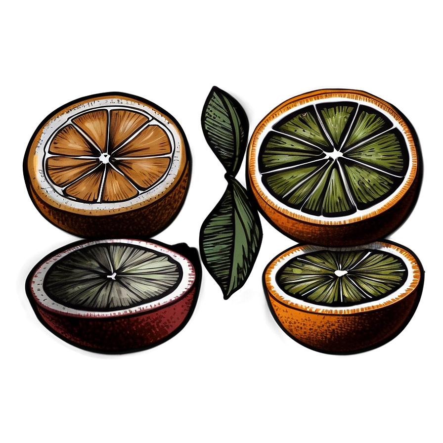 Hand-drawn Citrus Collection Png 06242024