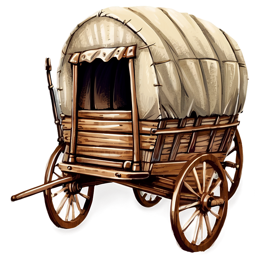 Hand-drawn Covered Wagon Png 06292024