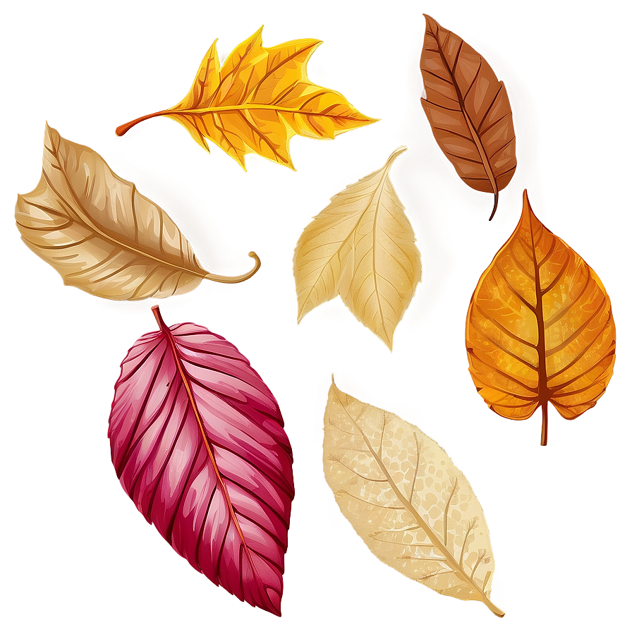 Hand Drawn Fallen Leaves Png Aqp