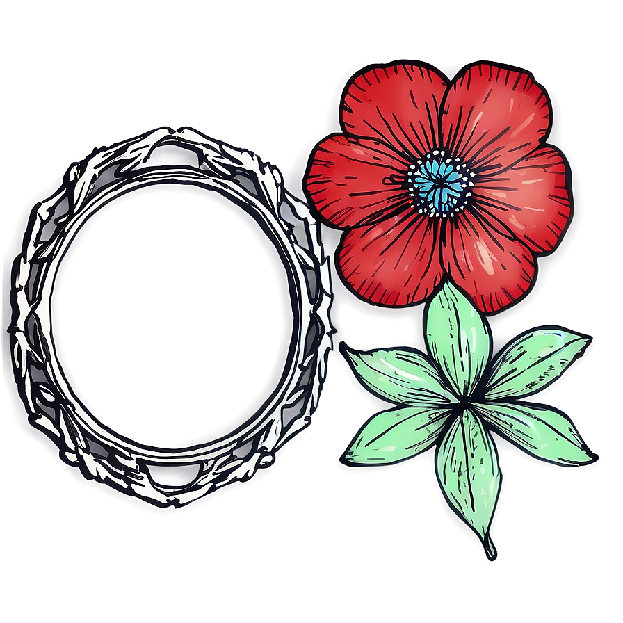 Hand Drawn Flower Frame Png 05252024