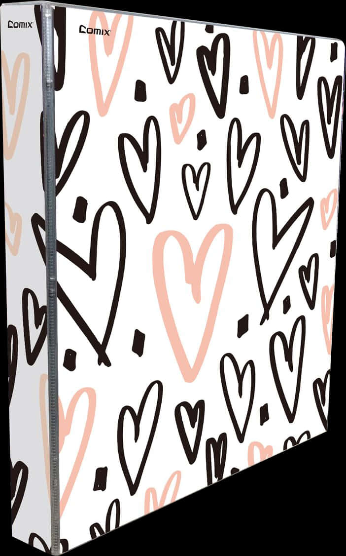 Hand Drawn Hearts Pattern Binder