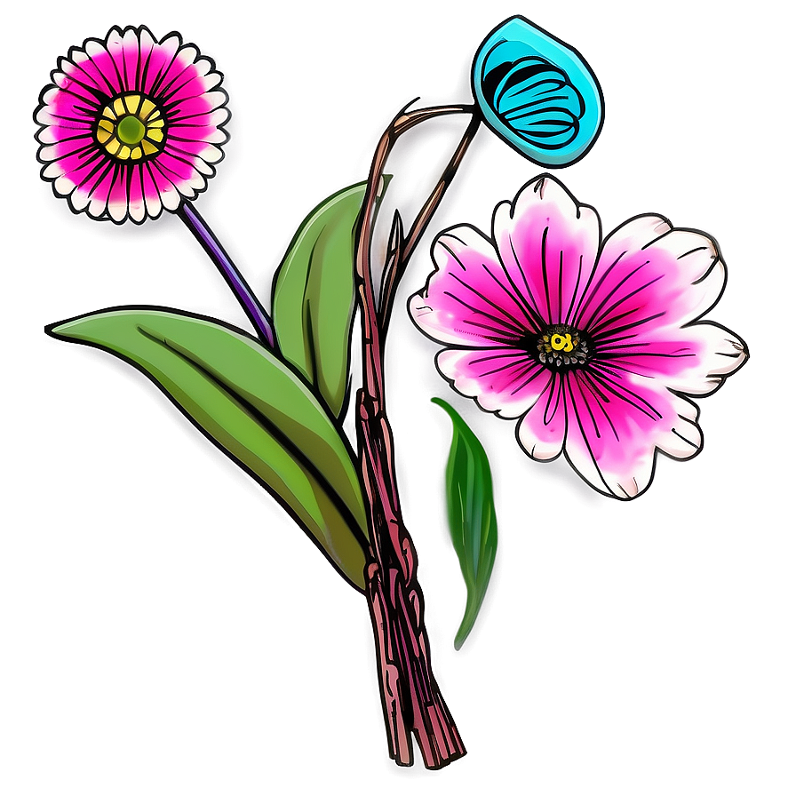 Hand-drawn Indie Flower Art Png 74