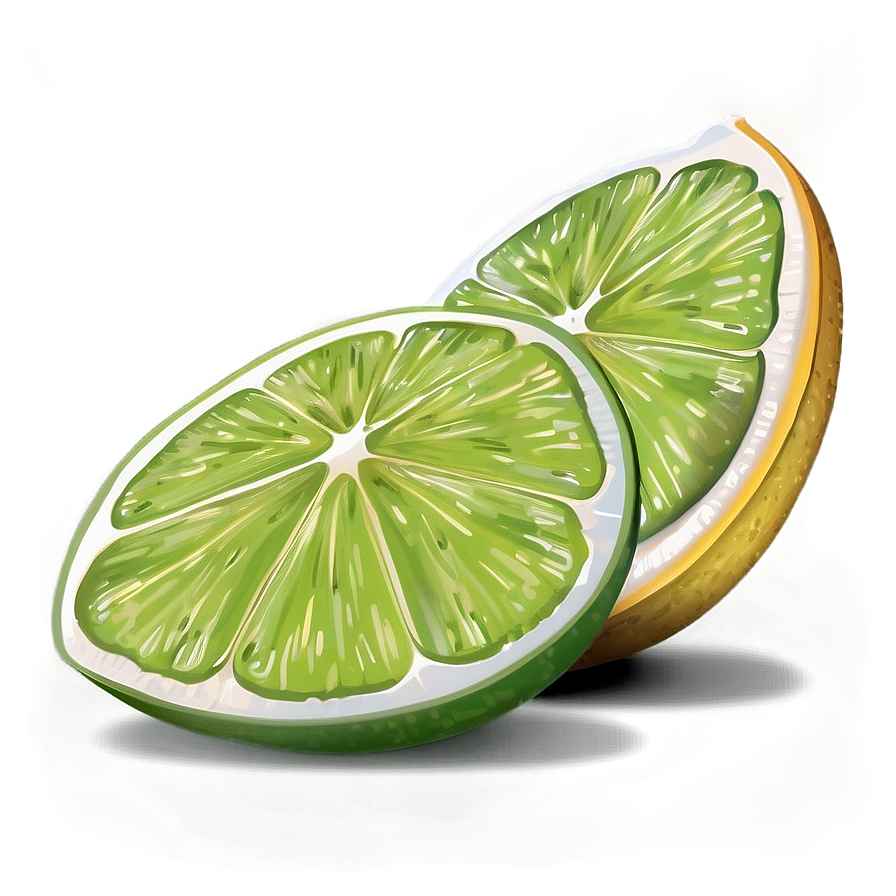 Hand Drawn Lime Slice Png 06132024