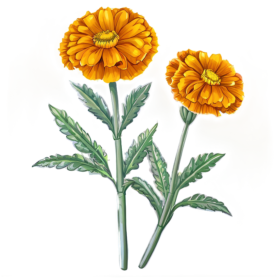 Hand Drawn Marigold Png 06112024