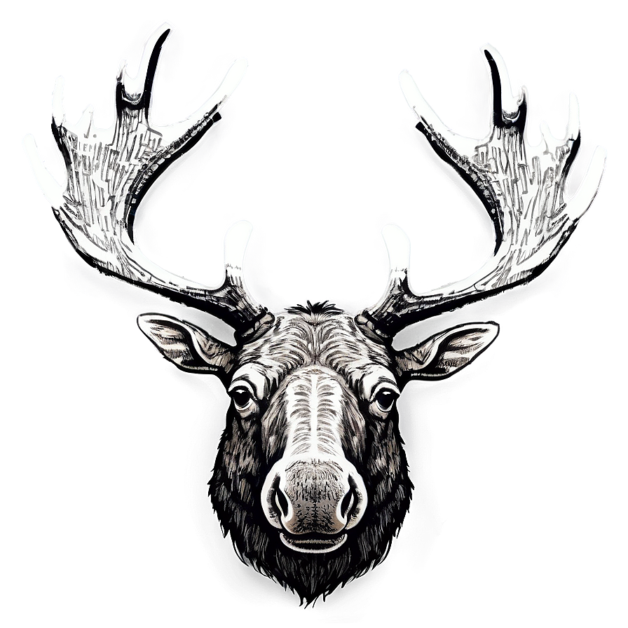 Hand-drawn Moose Head Png Byc