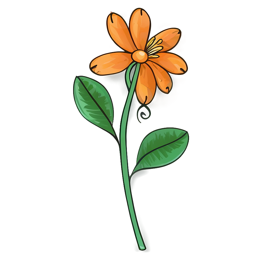 Hand-drawn Orange Floral Png 78