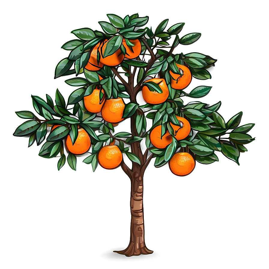 Hand Drawn Orange Tree Png 06132024