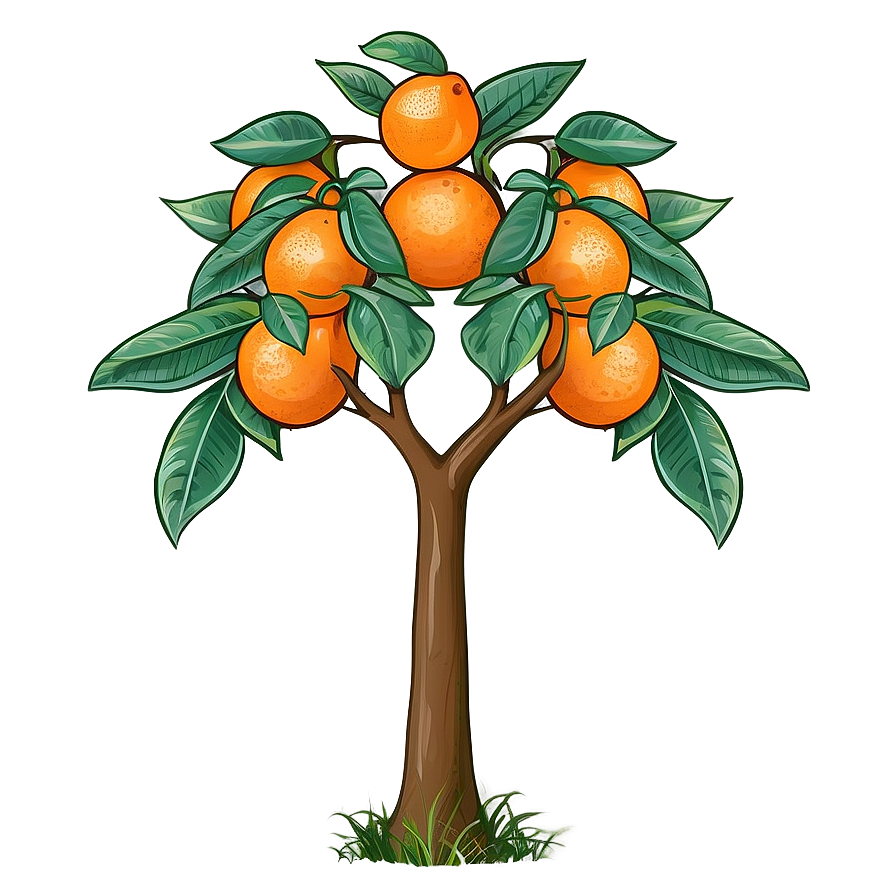 Hand Drawn Orange Tree Png 06132024