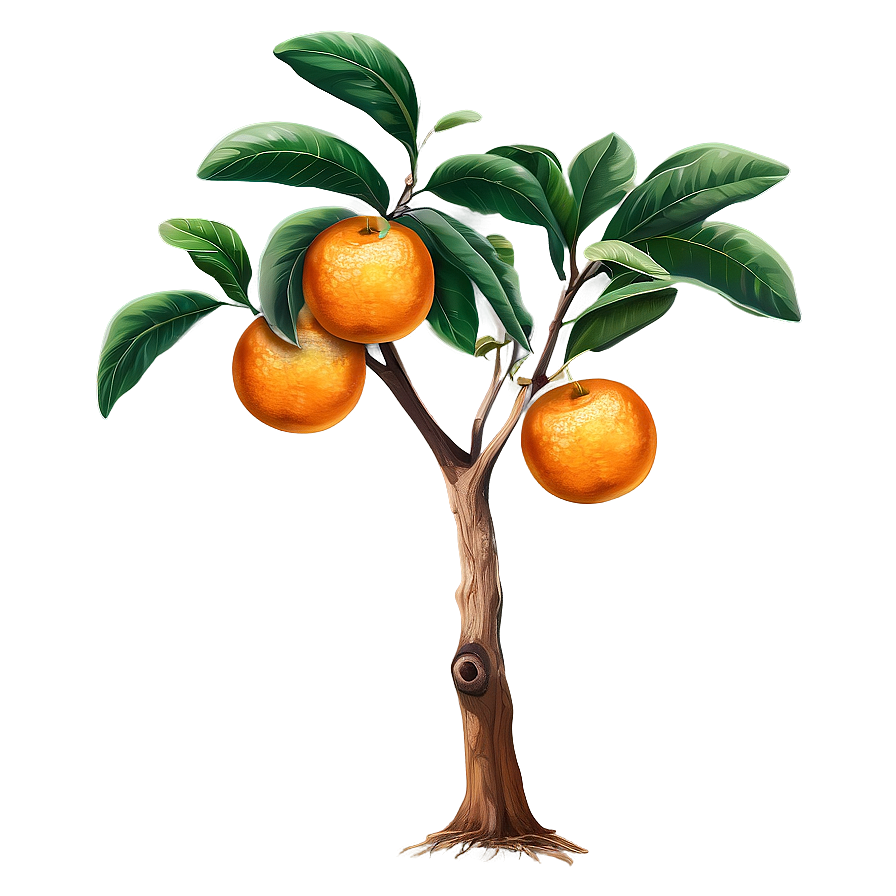 Hand Drawn Orange Tree Png Aio17