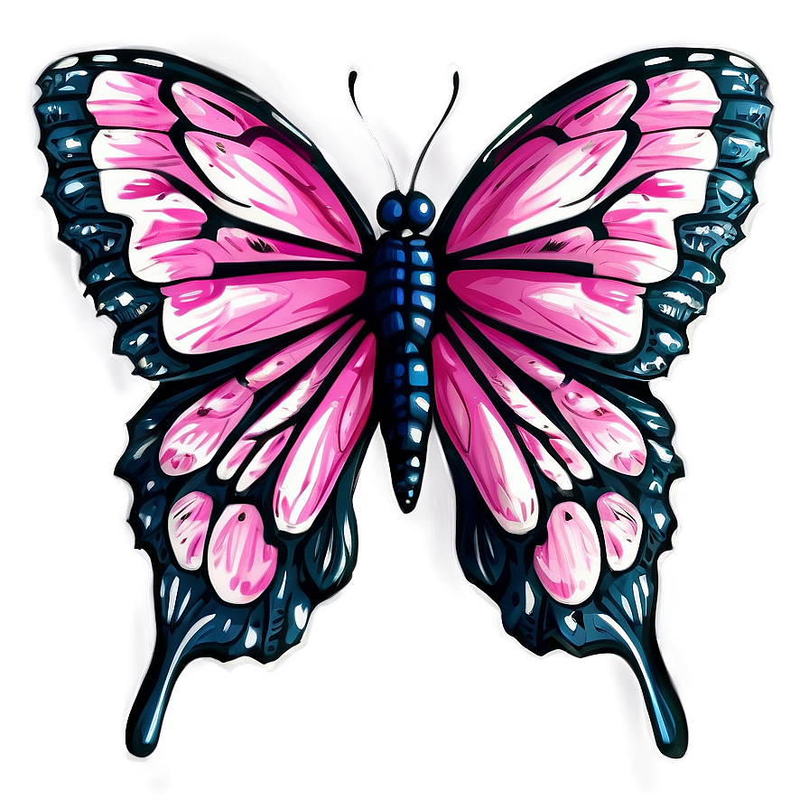 Hand Drawn Pink Butterfly Png 05232024