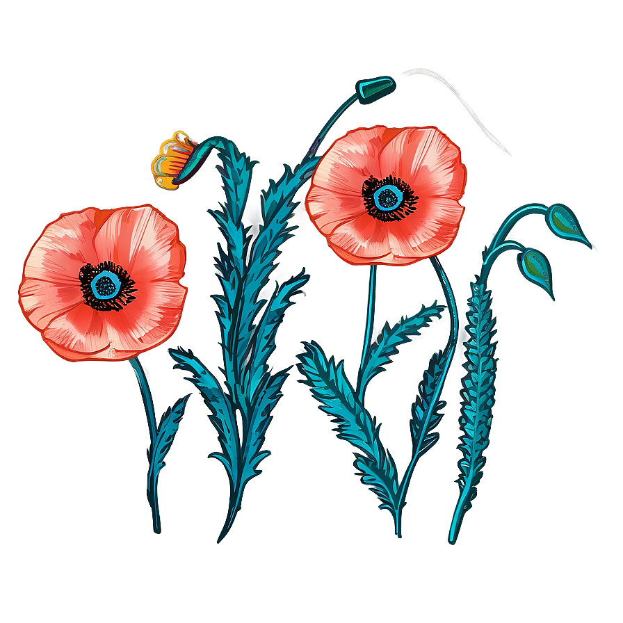 Hand-drawn Poppy Sketch Png 06112024