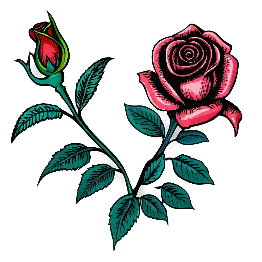 Hand-drawn Rose Tattoo Graphic Png Huw36