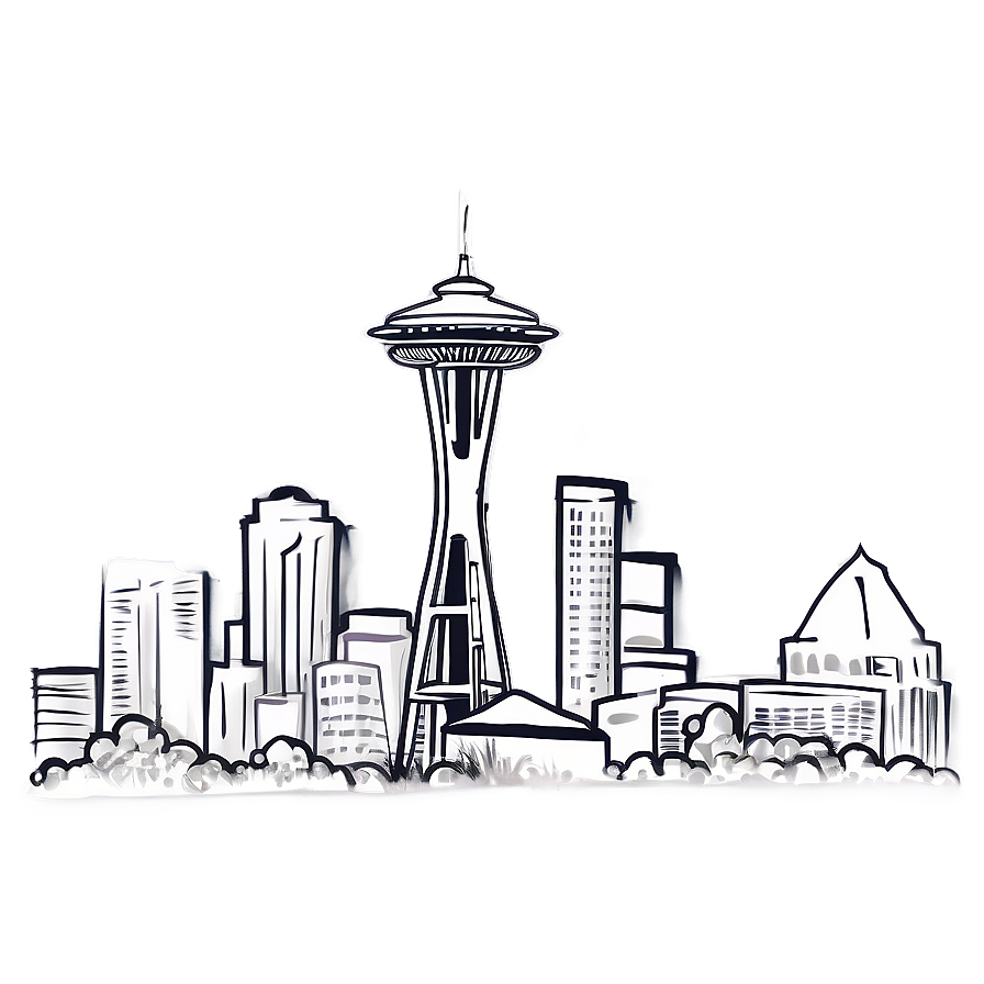 Hand-drawn Seattle Skyline Png Rjm