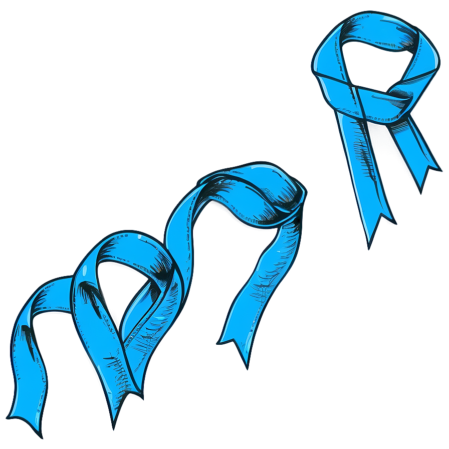 Hand-drawn Teal Ribbon Sketch Png 06282024