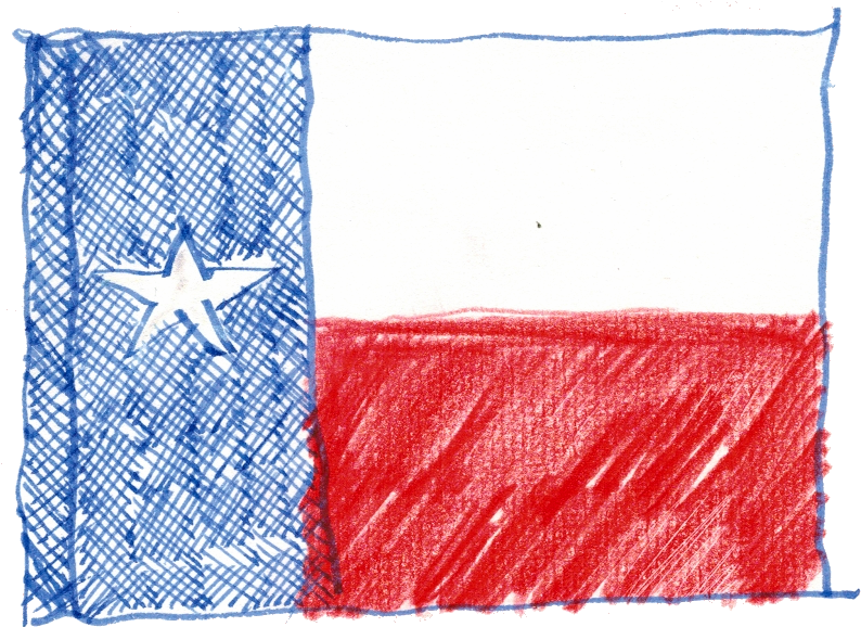 Hand Drawn Texas Flag Crayon Sketch