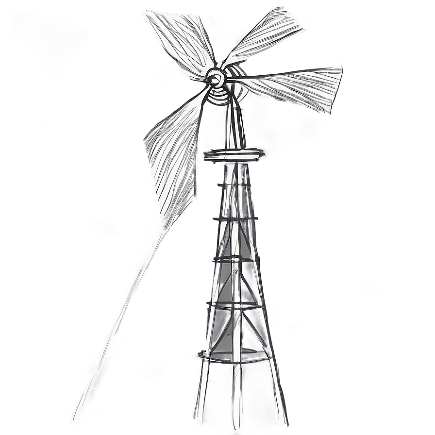 Hand Drawn Windmill Sketch Png Wtc86