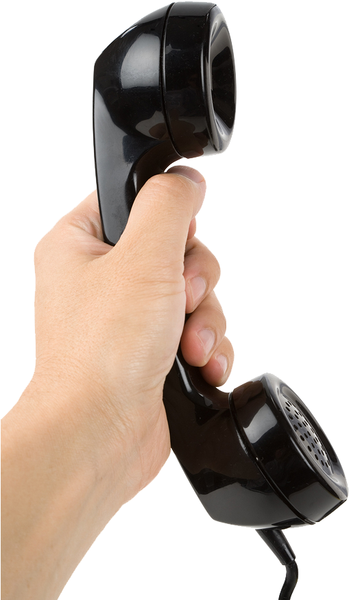 Hand Holding Black Telephone Receiver