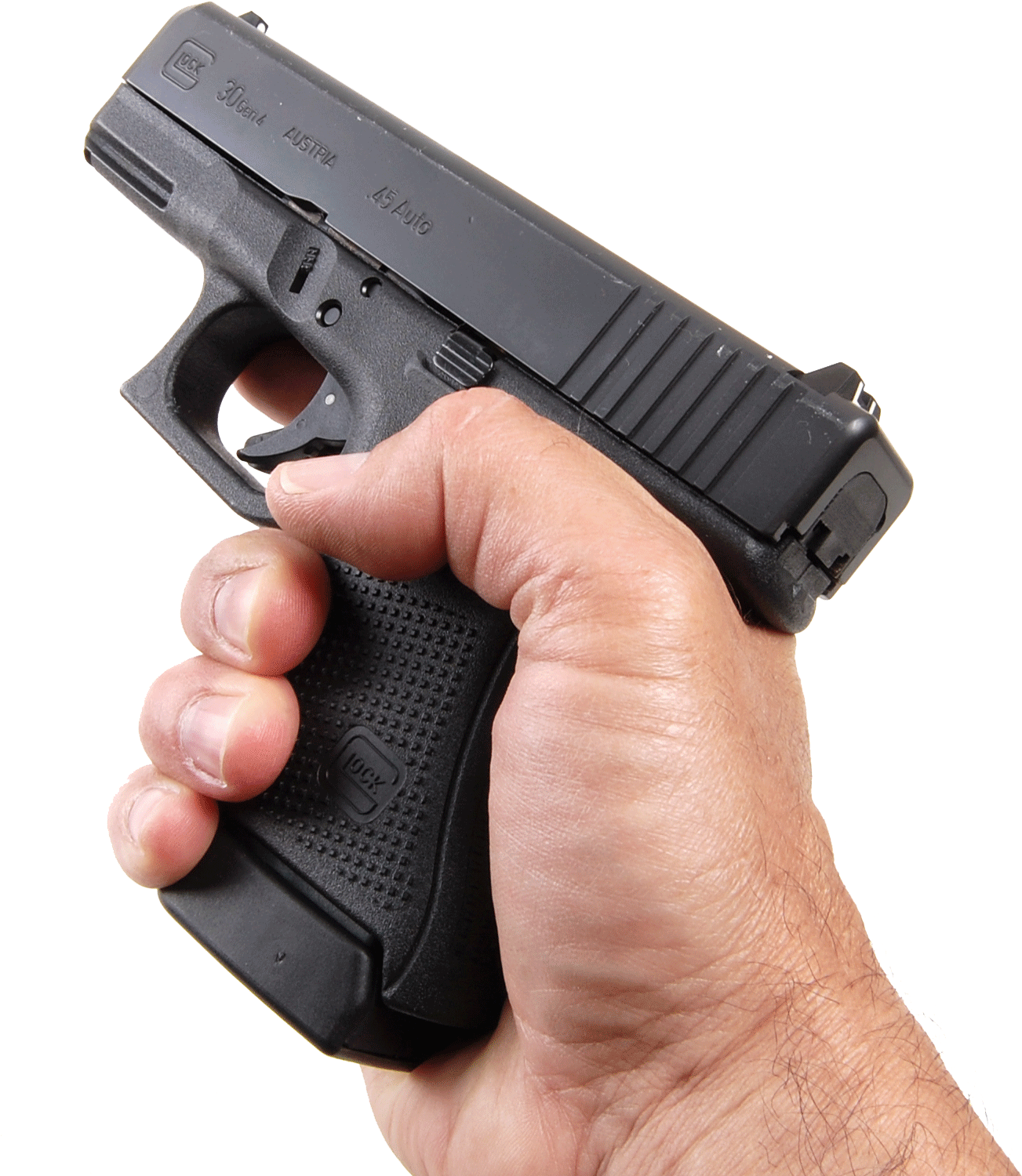 Hand Holding Glock Pistol