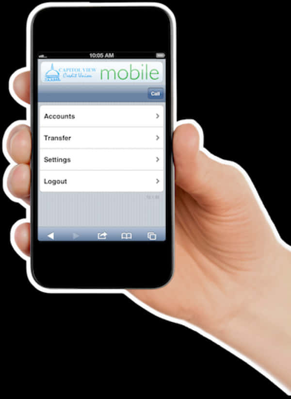 Hand Holding Smartphone With Mobile Banking App