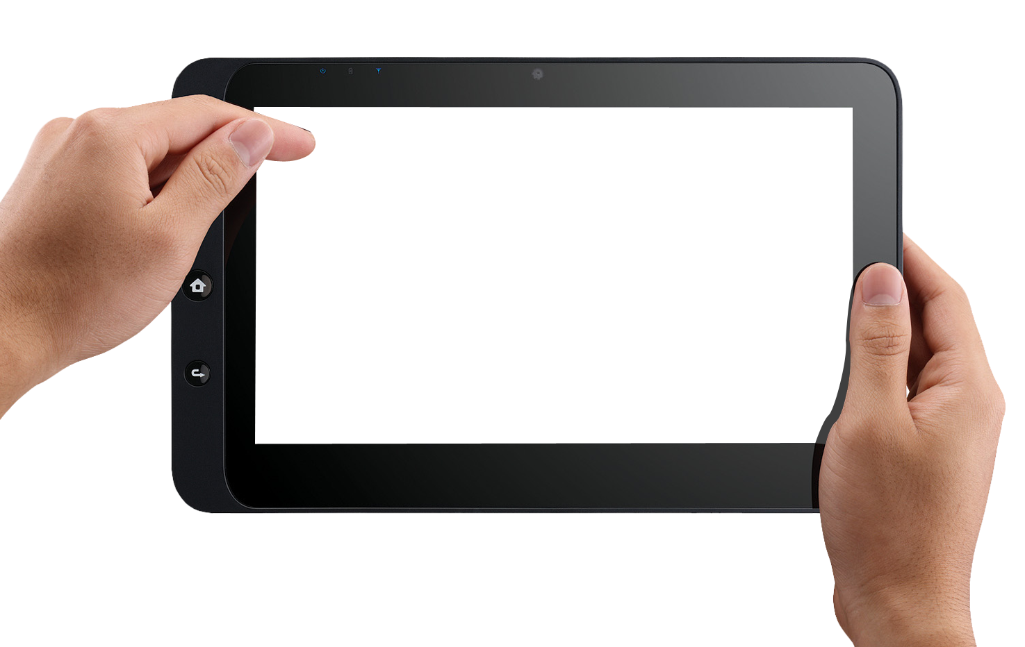 Hand Holding Tablet Transparent Screen