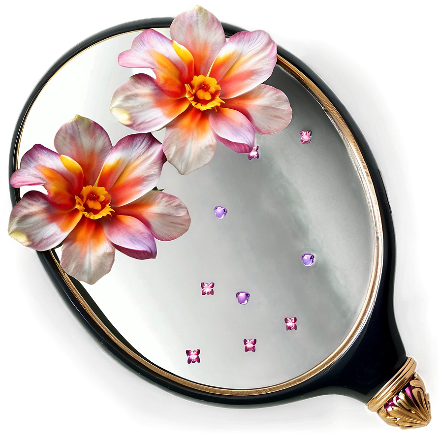 Hand Mirror With Flowers Png Pyc86