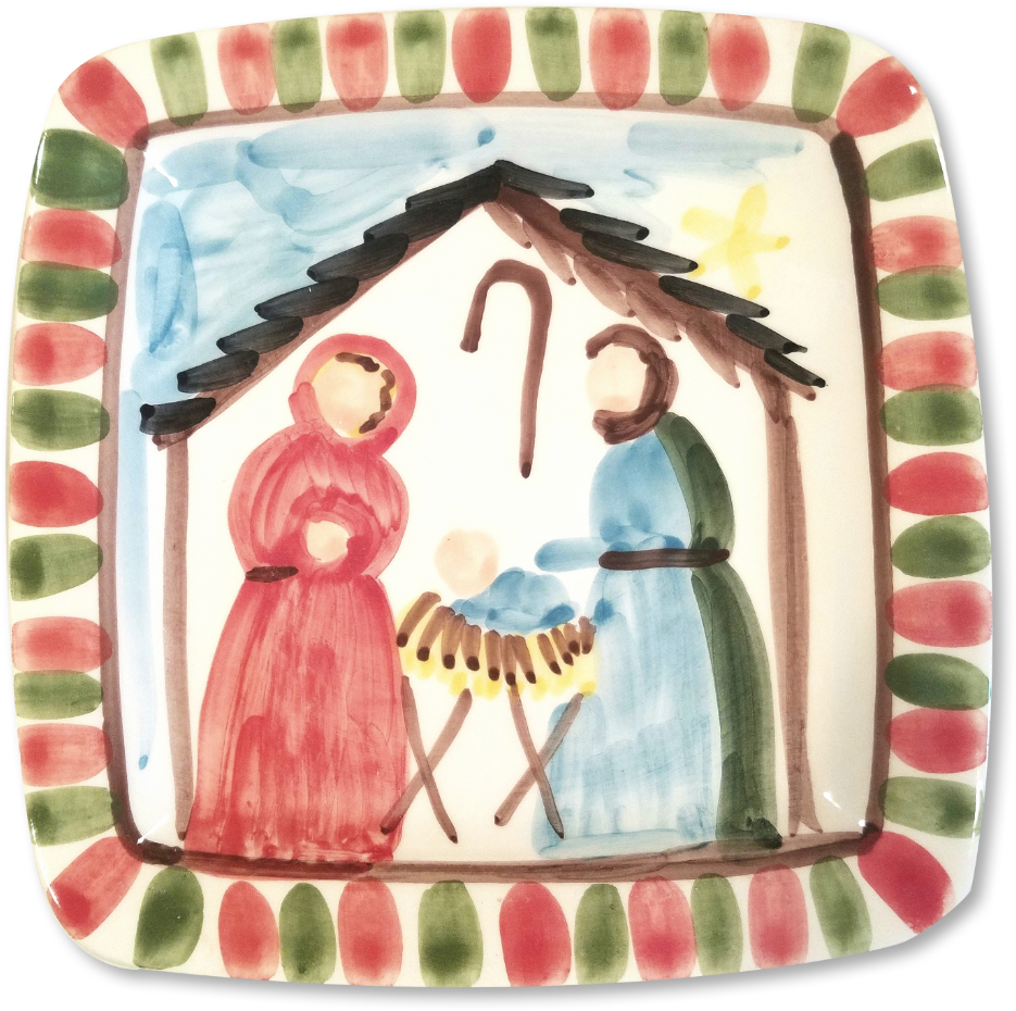 Hand Painted Nativity Scene Plate