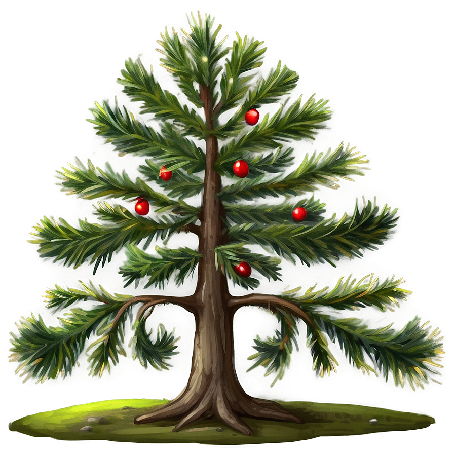 Hand-painted Spruce Tree Png Qrm