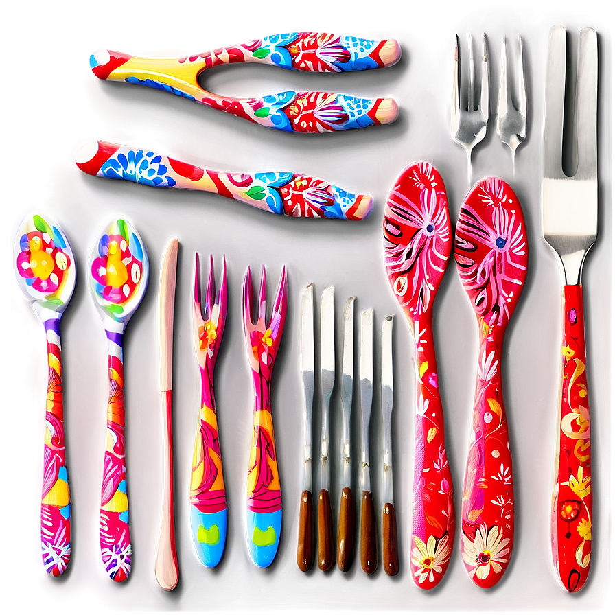 Hand Painted Utensils Art Png 33