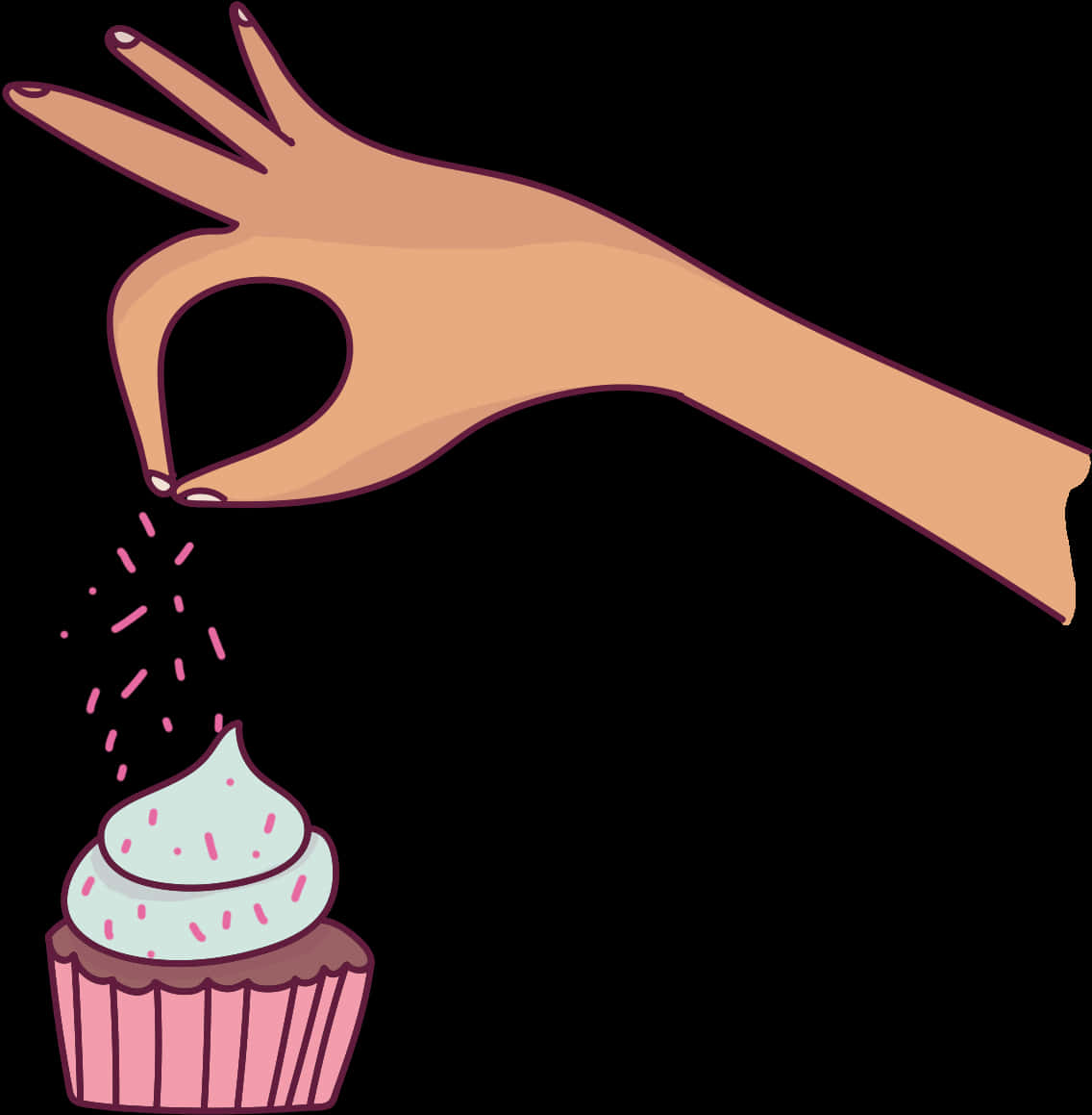 Hand Sprinkling Toppingson Cupcake