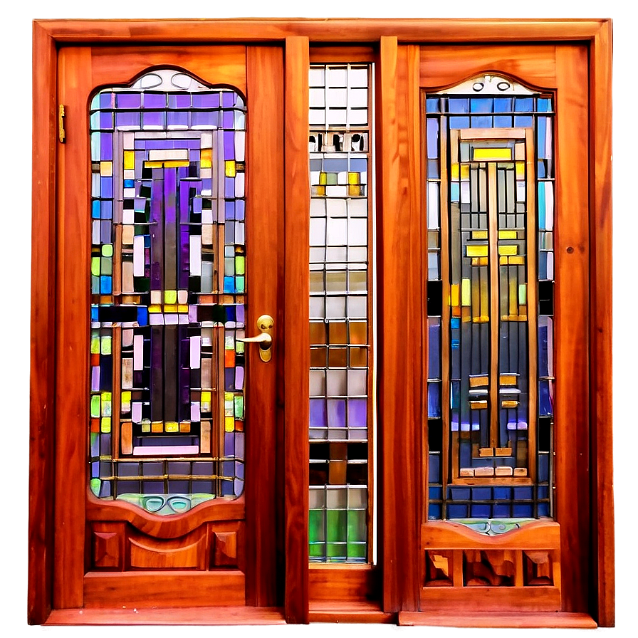 Handcrafted Door With Glass Png 24