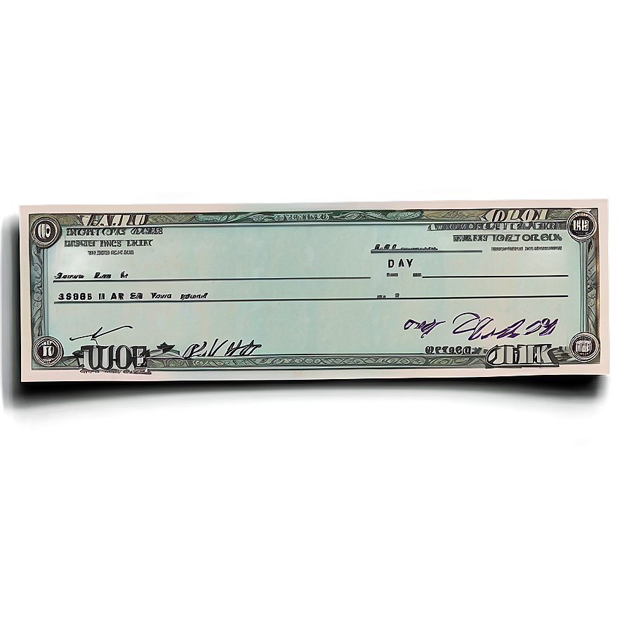 Handwritten Bank Check Replica Png 06292024