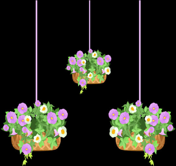 Hanging Flower Pots Vector Illustration