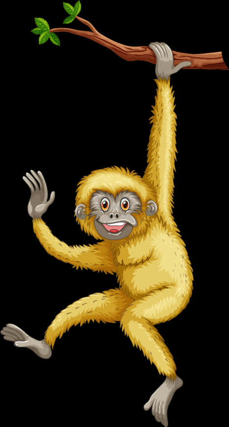 Hanging Yellow Monkey Cartoon