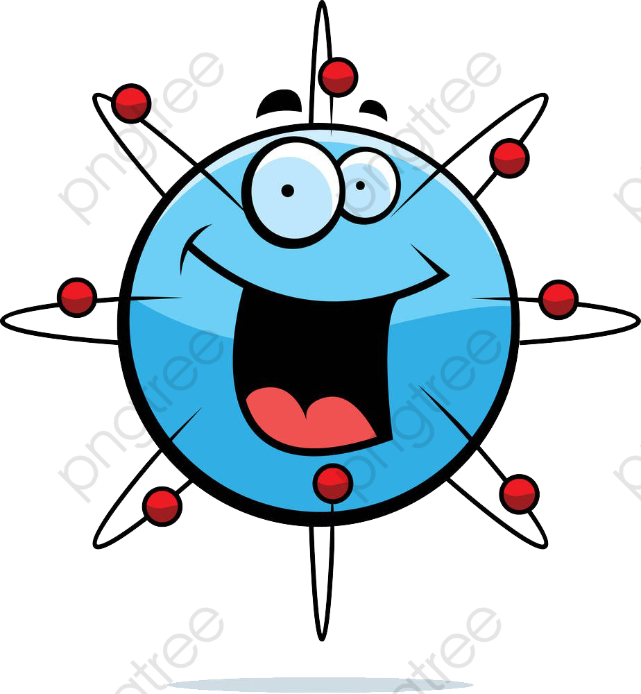 Happy Atom Cartoon Illustration