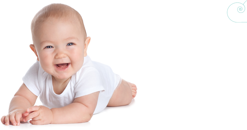 Happy Baby Crawling White Background