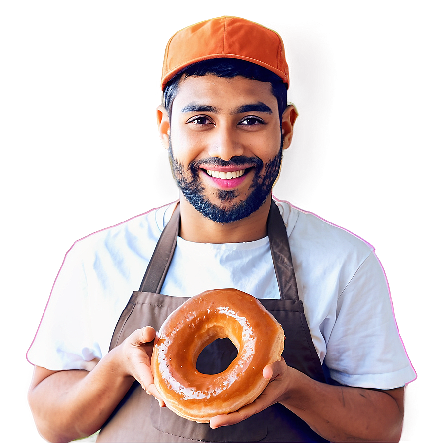 Happy Baker With Donuts Png 2