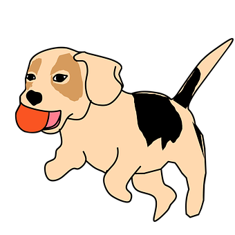 Happy Beagle Cartoon Dogwith Red Ball