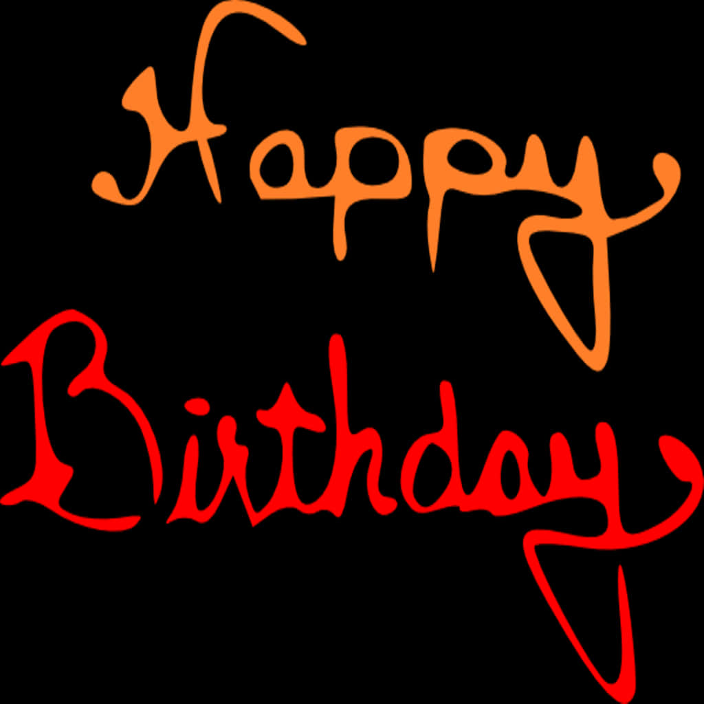 Happy Birthday Calligraphy Black Background