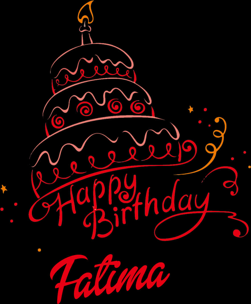 Happy Birthday Fatima Cake Illustration