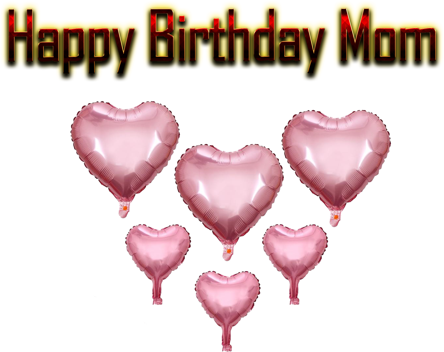 Happy Birthday Mom Heart Balloons