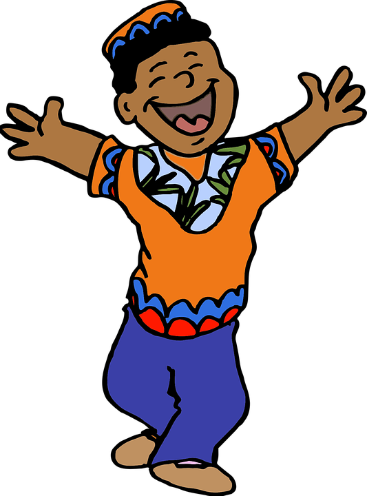 Happy Cartoon Boy African Attire