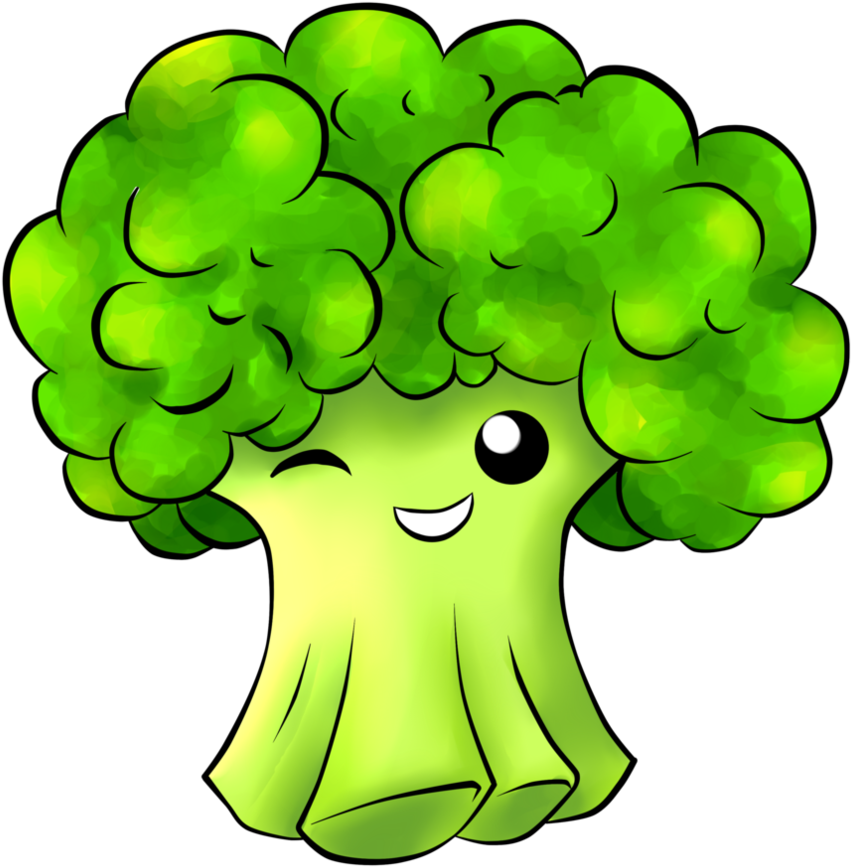 Happy Cartoon Broccoli Character