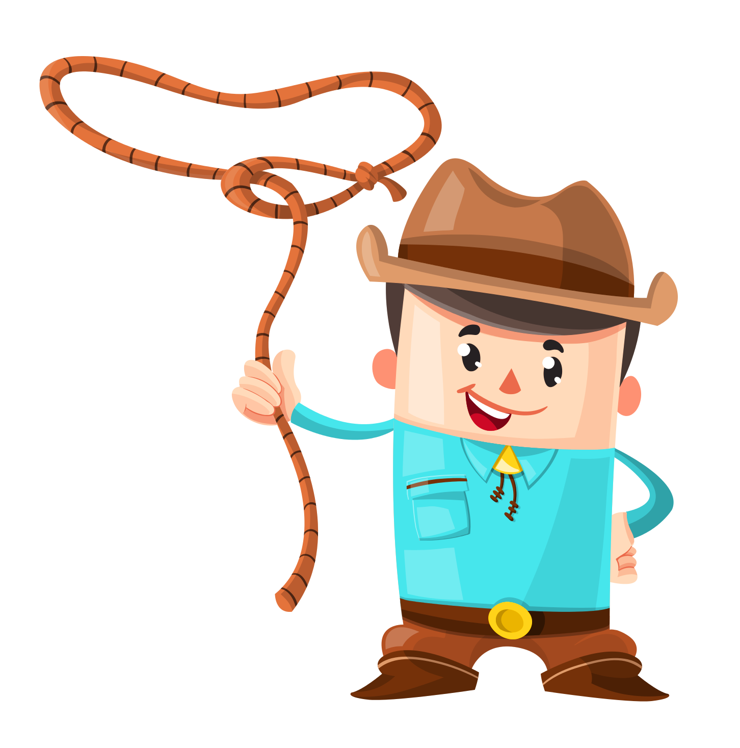 Happy Cartoon Cowboywith Lasso.png