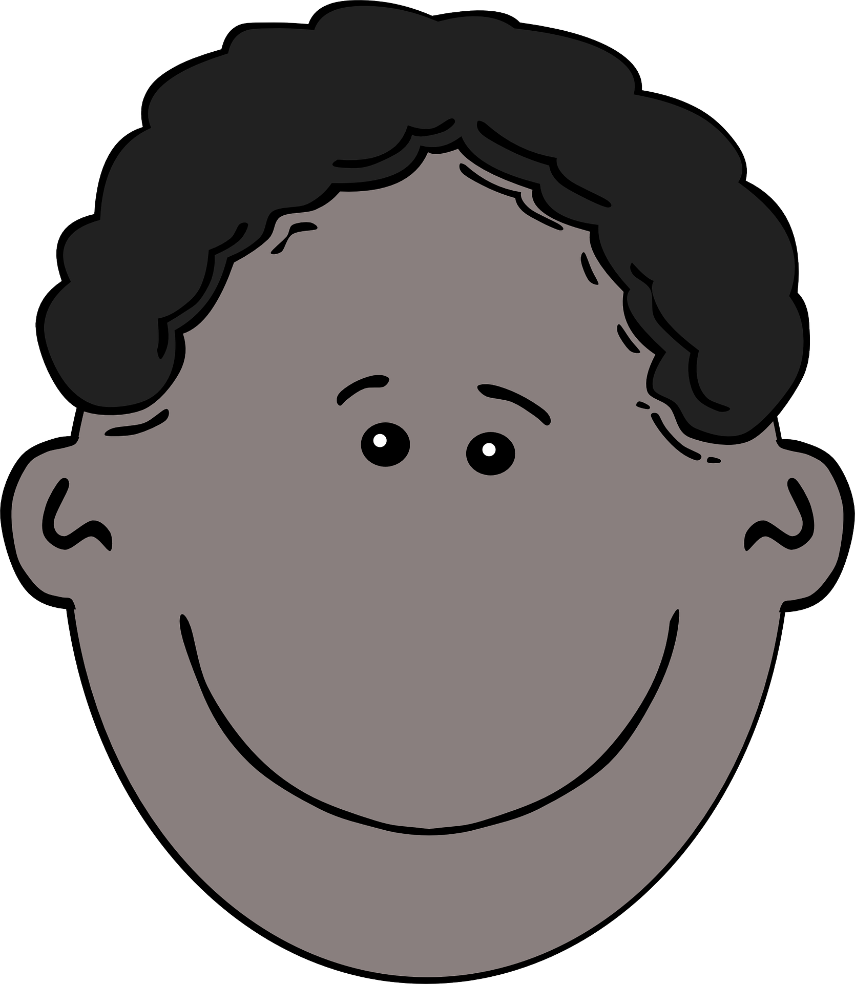 Happy Cartoon Face Curly Hair