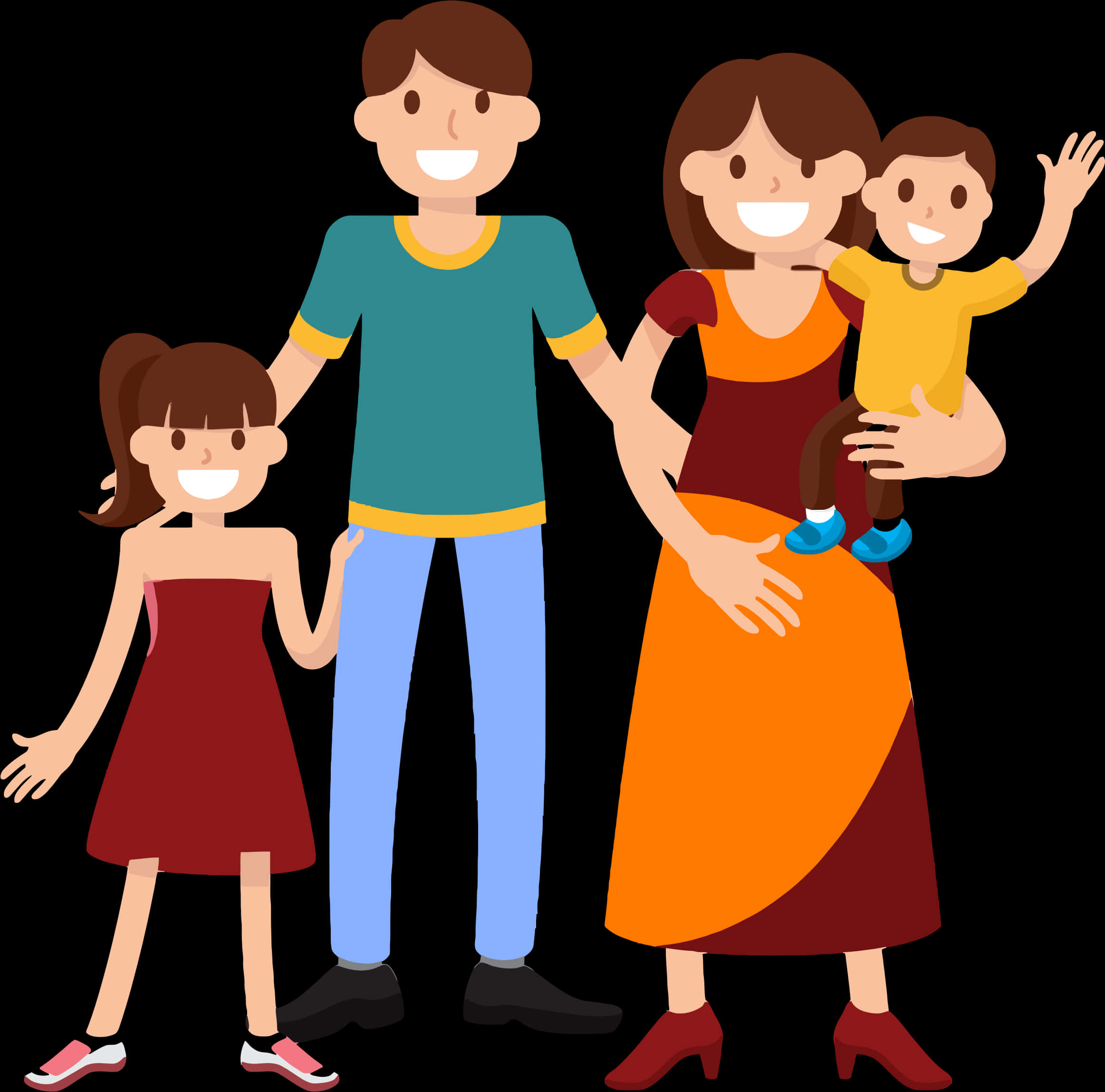 Happy Cartoon Family Illustration